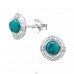8 mm Circle with Opal and Zircons - 925 Sterling Silver Ear Studs With Semi-Precious Stones A4S50194