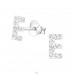 Initial E - 925 Sterling Silver Ear Studs with Crystal stones A4S16322