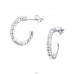 Semi Hoops - 925 Sterling Silver Ear Studs with Crystal stones A4S16489