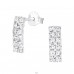 Bended Rectangle - 925 Sterling Silver Ear Studs with Crystal stones A4S16498