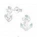 Anchor - 925 Sterling Silver Ear Studs with Crystal stones A4S17464
