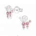 Dangle - 925 Sterling Silver Ear Studs with Crystal stones A4S17466
