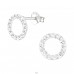 Circle - 925 Sterling Silver Ear Studs with Crystal stones A4S18750