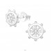 Ship's Wheel - 925 Sterling Silver Ear Studs with Crystal stones A4S19324