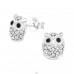 Owl - 925 Sterling Silver Ear Studs with Crystal stones A4S21728