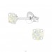 Round  With Genuine European Crystals - 925 Sterling Silver Lacrystale Silver Ear Studs A4S24392