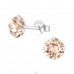 Round  With Genuine European Crystals - 925 Sterling Silver Lacrystale Silver Ear Studs A4S24393