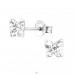 Butterfly  With Genuine European Crystals - 925 Sterling Silver Lacrystale Silver Ear Studs A4S24396
