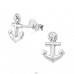 Anchor - 925 Sterling Silver Ear Studs with Crystal stones A4S26932