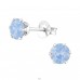 Round  With Genuine European Crystals - 925 Sterling Silver Lacrystale Silver Ear Studs A4S28084