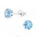 Round  With Genuine European Crystals - 925 Sterling Silver Lacrystale Silver Ear Studs A4S28084