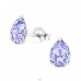 Pear  With Genuine European Crystals - 925 Sterling Silver Lacrystale Silver Ear Studs A4S29503