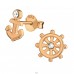 Anchor And Wheel - 925 Sterling Silver Ear Studs with Crystal stones A4S30236