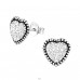 Heart - 925 Sterling Silver Ear Studs with Crystal stones A4S32759