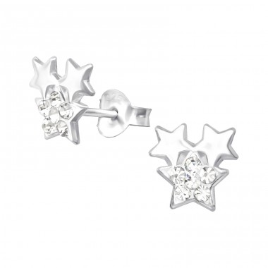 Triple Star - Striebro 925 Krištáľové Puzetové náušnice A4S33744