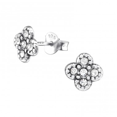 Blume - Silber 925 Kristall Ohrstecker A4S34988