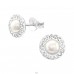 Round - 925 Sterling Silver Ear Studs with Crystal stones A4S38604