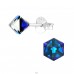 Cube  With Genuine European Crystals - 925 Sterling Silver Lacrystale Silver Ear Studs A4S39192