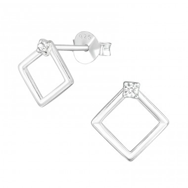 Quadratisch - Schmuck Silber 925 Kristall Ohrstecker A4S39576