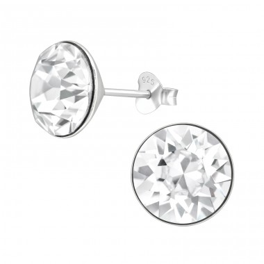 10mm Kulatý krystal   S Pravými Evropskými Krystaly - Šperkovní Stříbro 925 Lacrystale Stříbrné Puzetové Náušnice A4S39706