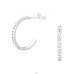 Half Hoop - 925 Sterling Silver Ear Studs with Crystal stones A4S39874