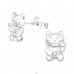 Chinese Lucky Cat - 925 Sterling Silver Ear Studs With Crystal Stones A4S41360