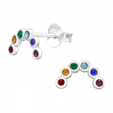 Semicerc multicolor - Argint 925 Cercei Cu Cristale Și Șurub A4S41740