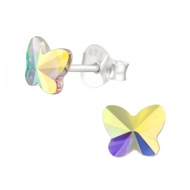 Butterfly - 925 Sterling Silver Ear Studs with Crystal stones A4S42941