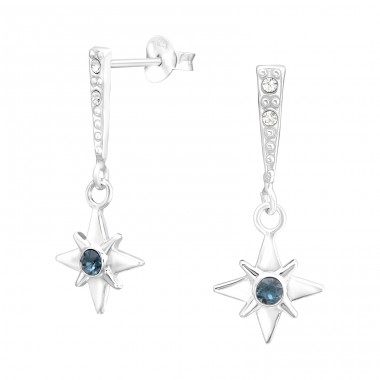 Northern Star - 925 Sterling Silver Ear Studs with Crystal stones A4S43776