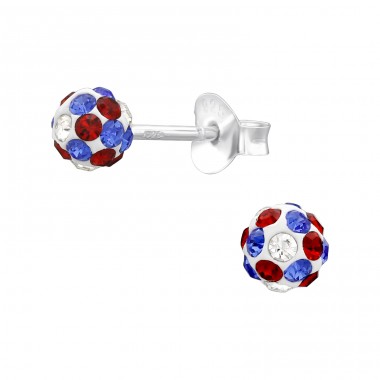 Disco Ball - 925 Sterling Silver Ear Studs with Crystal stones A4S43800