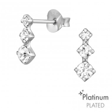 Drei Zirkone untereinander Platin - Schmuck Silber 925 Kristall Ohrstecker A4S44108