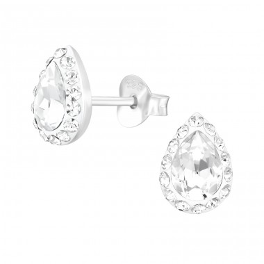 Crystal Pear stud - 925 Sterling Silver Ear Studs With Crystal Stones A4S45407