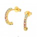 Golden Half Hoop multicolor crystals - 925 Sterling Silver Ear Studs With Crystal Stones A4S45698