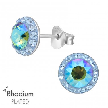 Crystal stud rhodium plated - 925 Sterling Silver Ear Studs With Crystal Stones A4S45763