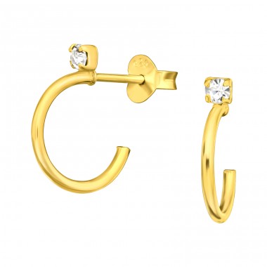 Gold unfinished hoop stud - 925 Sterling Silver Ear Studs With Crystal Stones A4S45769