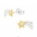 Two tone Shooting Star - 925 Sterling Silver Ear Studs With Crystal Stones A4S45925
