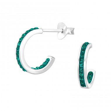 Halb Hoop mit Kristallsteinen - 925Er Silber Ohrstecker Mit Kristall A4S46563