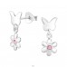 ฺButterfly And Flower - 925 Sterling Silver Ear Studs with Crystal stones A4S46895
