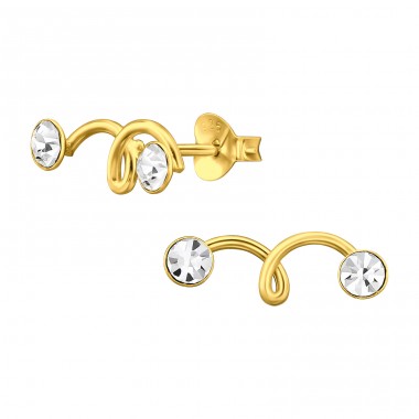 Round - 925 Sterling Silver Ear Studs with Crystal stones A4S46908