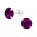 Round with Crystal - 925 Sterling Silver Ear Studs With Crystal Stones A4S47590