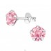 Round with Crystal - 925 Sterling Silver Ear Studs With Crystal Stones A4S47611