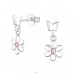 Butterfly With Flower - 925 Sterling Silver Ear Studs with Crystal stones A4S48016