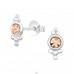Antique pattern with crystal - 925 Sterling Silver Ear Studs With Crystal Stones A4S48792