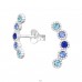 Geometric  with Crystal stones - 925 Sterling Silver Ear Studs With Crystal Stones A4S48933