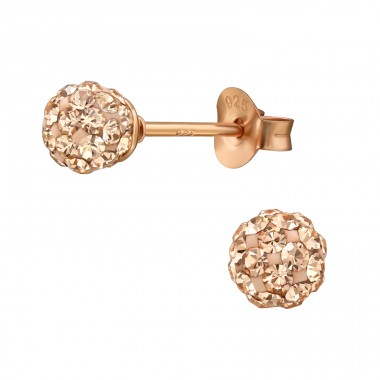 Crystal Ball - 925 Sterling Silver Ear Studs with Crystal stones A4S49563