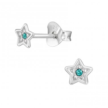 4 mm-Es Csillag Kristályokkal - 925 Ezüst Kristály Stift Fülbevaló A4S49911
