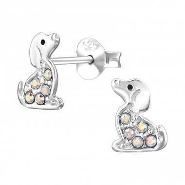 Hund mit Kristallen - 925Er Silber Ohrstecker Mit Kristall A4S50107