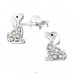 Hund mit Kristallen - 925Er Silber Ohrstecker Mit Kristall A4S50107