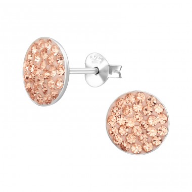Round with crystal - 925 Sterling Silver Ear Studs With Crystal Stones A4S50505