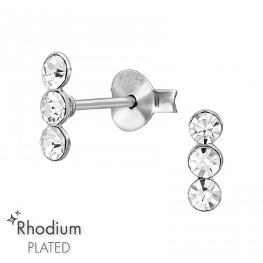 Drei Kristalle untereinander - 925Er Silber Ohrstecker Mit Kristall A4S50514